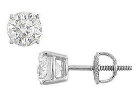 14K White Gold : Round Diamond Stud Earrings - 1.75 CT. TW.white 