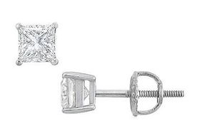 14K White Gold : Princess Cut Diamond Stud Earrings - 0.75 CT. TW.white 