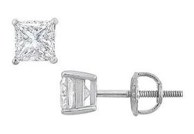 18K White Gold : Princess Cut Diamond Stud Earrings - 1.25 CT. TW.white 
