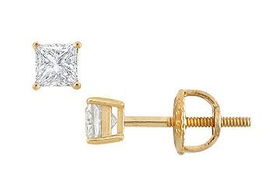 18K Yellow Gold : Princess Cut Diamond Stud Earrings - 0.25 CT. TW.yellow 