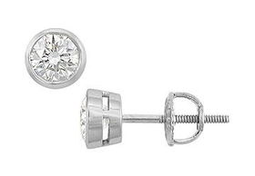 18K White Gold : Bezel-Set Round Diamond Stud Earrings - 0.50 CT. TW.white 