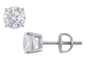 Platinum : Round Diamond Stud Earrings - 2.00 CT. TW.platinum 
