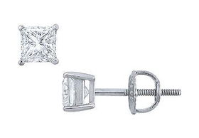 Platinum : Princess Cut Diamond Stud Earrings - 0.50 CT. TW.platinum 