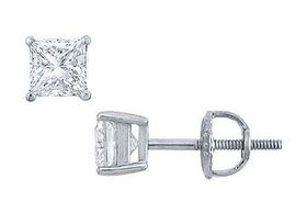 Platinum : Princess Cut Diamond Stud Earrings - 0.75 CT. TW.platinum 