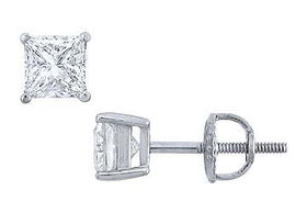 Platinum : Princess Cut Diamond Stud Earrings - 1.00 CT. TW.platinum 