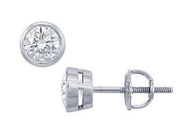 Platinum : Bezel Set Round Diamond Stud Earrings - 0.50 CT. TW.platinum 