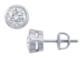 Platinum : Round Diamond Stud Earrings - 2.00 CT. TW.platinum 