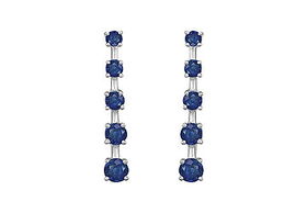 Blue Sapphire Journey Earrings : 14K White Gold - 2.00 CT TGWblue 