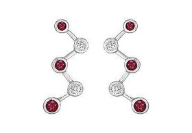 Ruby and Diamond Earrings : 14K White Gold - 1.00 CT TGWruby 