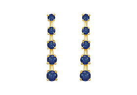 Blue Sapphire Journey Earrings : 14K Yellow Gold - 2.00 CT TGWblue 