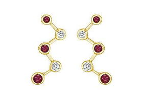 Ruby and Diamond Earrings : 14K Yellow Gold - 1.00 CT TGWruby 