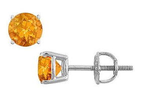 Citrine Stud Earrings : 14K White Gold - 2.00 CT TGWcitrine 