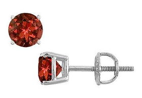 Garnet Stud Earrings : 14K White Gold - 2.00 CT TGWgarnet 