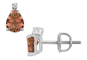 Diamond and Smoky Topaz Stud Earrings : 14K White Gold - 2.04 CT TGWdiamond 