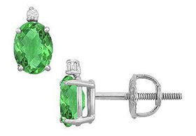 Diamond and Emerald Stud Earrings : 14K White Gold - 2.04 CT TGWdiamond 