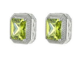 Green CZ Sterling Silver Earringsgreen 