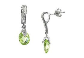 Green CZ Sterling Silver Earringsgreen 