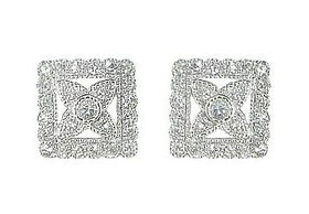 Square Flower CZ Sterling Silver Earringssquare 