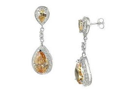 Champagne CZ Sterling Silver Earringschampagne 