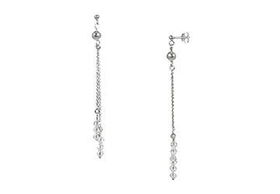 White Crystal Hanging Sterling Silver Earringswhite 