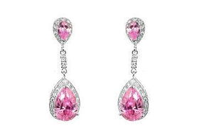 Pink CZ Sterling Silver Earringspink 
