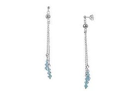 Aqua Crystal Hanging Sterling Silver Earringsaqua 