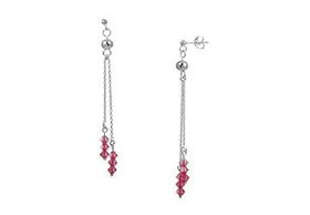 Pink Crystal Hanging Sterling Silver Earringspink 