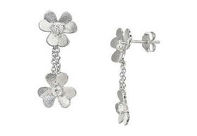 Flower CZ Sterling Silver Earringsflower 