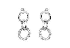 Hanging Circle CZ Sterling Silver Earringshanging 