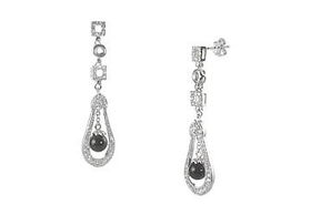 Onyx Ball CZ Sterling Silver Earringsonyx 