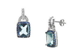 Blue CZ Sterling Silver Earringsblue 