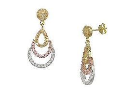 Tri-tone CZ Sterling Silver Earringstri 