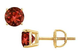 Garnet Stud Earrings : 14K Yellow Gold - 2.00 CT TGWgarnet 
