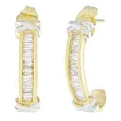 14k White Gold Hoop Diamond Earringswhite 
