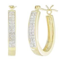 14k Yellow Gold Hoop Diamond Earringsyellow 