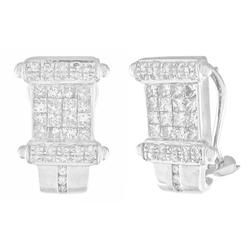 14k White Gold Hoop Diamond Earringswhite 