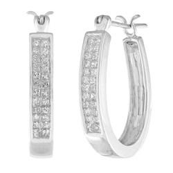 14k White Gold Hoop Diamond Earringswhite 