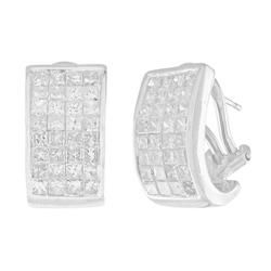 14k White Gold Hoop Diamond Earringswhite 