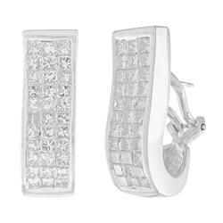 14k White Gold Hoop Diamond Earringswhite 