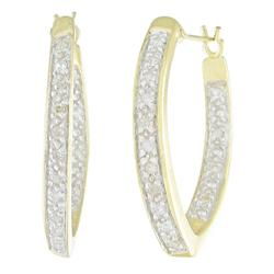 14k Yellow Gold Hoop Diamond Earringsyellow 