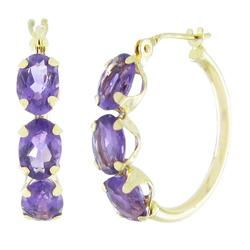 10k Yellow Gold Amethyst Hoop Earringsyellow 