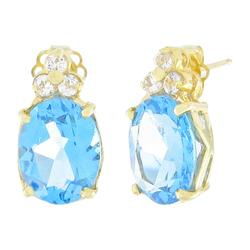 10k Yellow Gold Blue Topaz Earringsyellow 