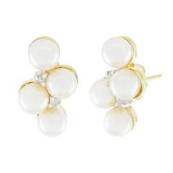 14k Yellow Gold Pearl Diamond Earringsyellow 