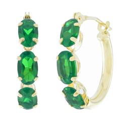 10k Yellow Gold Emerald Small Hoop Earringsyellow 