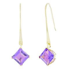 10k Yellow Gold Amethyst Earringsyellow 