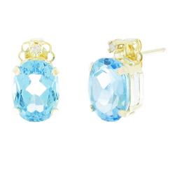 10k Yellow Gold Blue Topaz Diamond Earringsyellow 