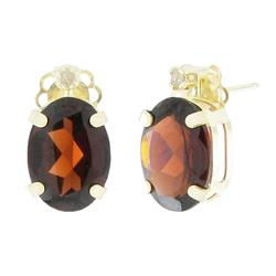 10k Yellow Gold Garnet Diamond Earringsyellow 