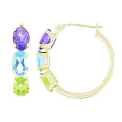 10k Yellow Gold Blue Amethyst Peridot Topaz Hoop Earringsyellow 