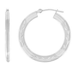 10k White Gold Medium Size Hoop Earringswhite 