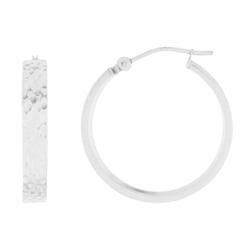 10k White Gold Medium Size Hoop Earringswhite 
